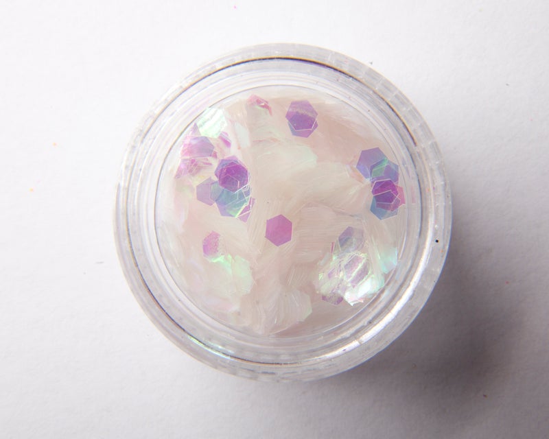 Paljetti valkoinen hologrammi